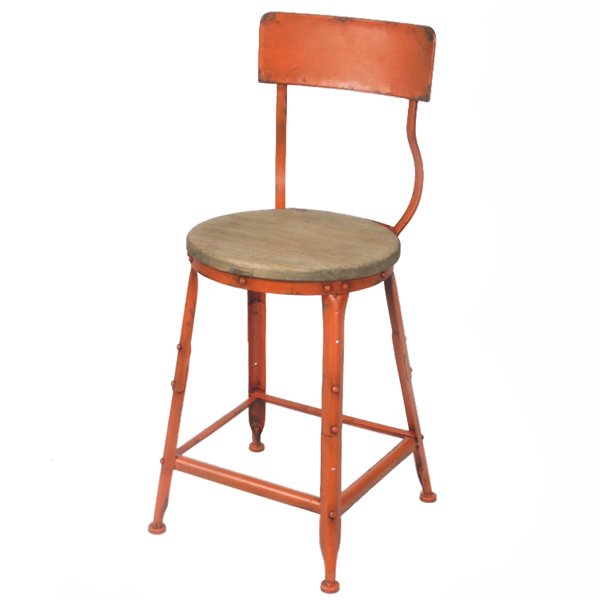 Барный стул Industrial Barstool Vintage Orange Оранжевый Коричневый в Перми | Loft Concept 