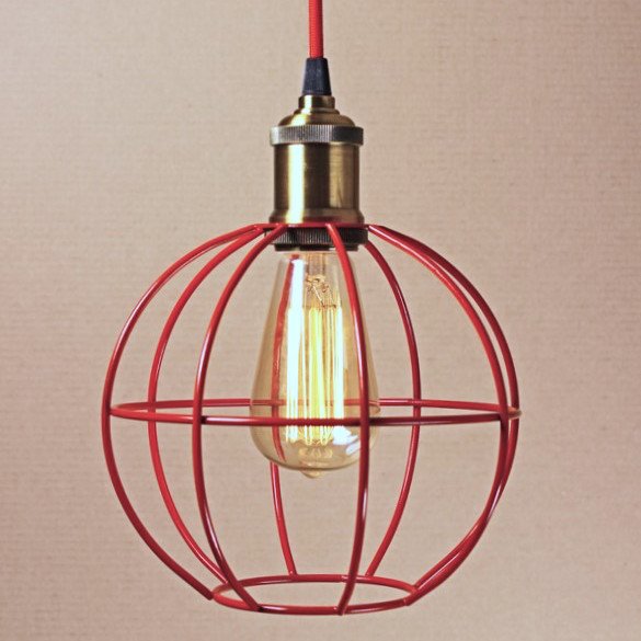 Подвесной светильник Wire Cage Pendant Ball Red Красный в Перми | Loft Concept 