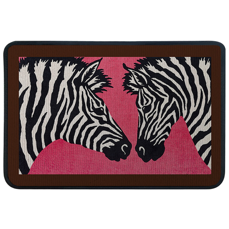 Ковер для прихожей и ванной Hermes Zebra Twins Rug Розовый Черно-белый в Перми | Loft Concept 