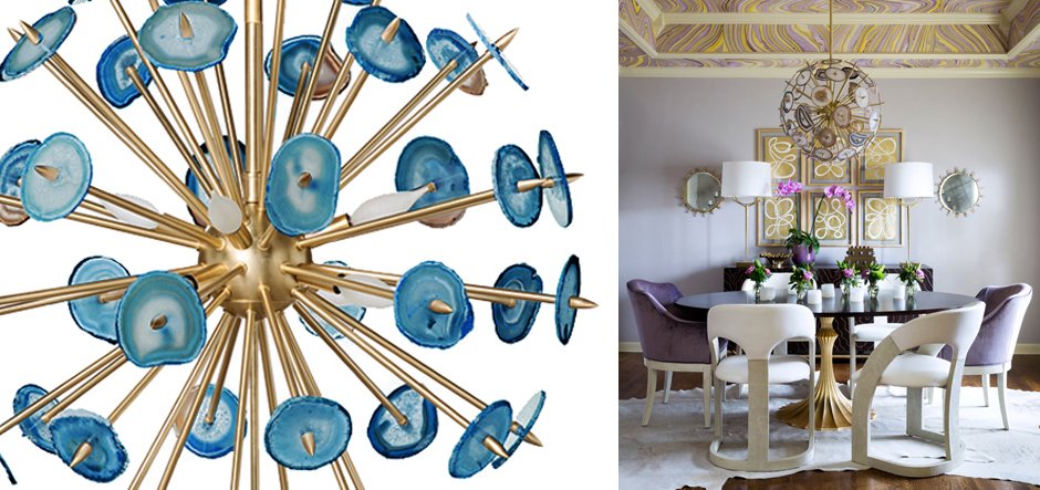 Люстра Agate Burst Chandelier BLUE с синими агатами Люстра Agate Burst Chandelier BLUE с синими агатами - Loft-Concept в Перми