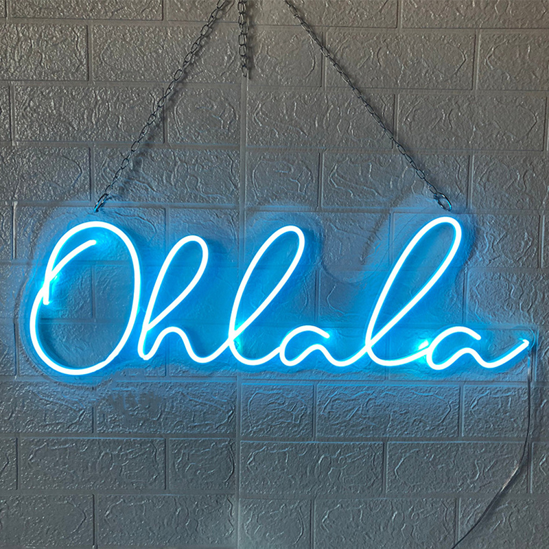 Неоновая настенная лампа Oh La La Neon Wall Lamp Синий Прозрачный Синий в Перми | Loft Concept 