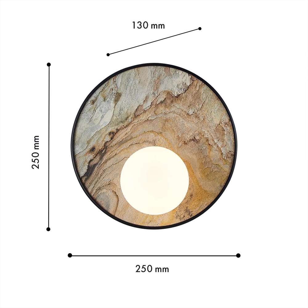 Бра круглое с каменным диском в металлической раме Sandstone Painting в Перми