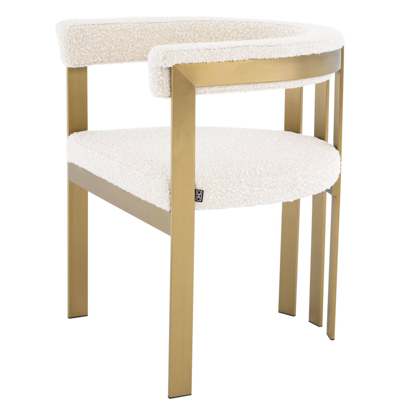 Стул Eichholtz Dining Chair Clubhouse boucle cream Кремовый Латунь в Перми | Loft Concept 