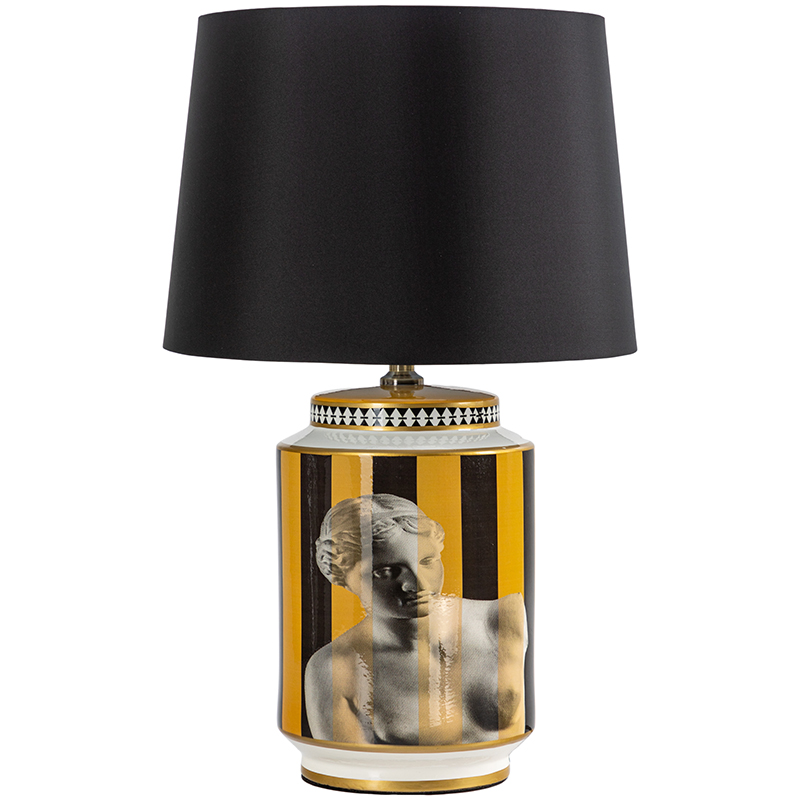 Настольная лампа Venus Yellow Black Lampshade Желтый Черный Черно-белый Золотой в Перми | Loft Concept 