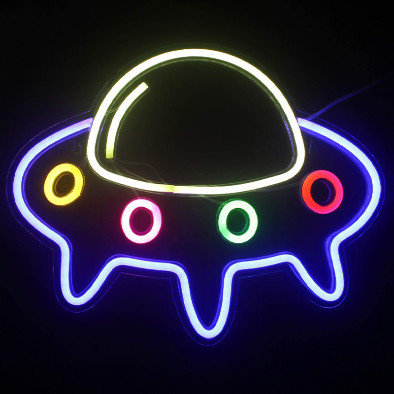 Неоновая настенная лампа Small Spaceship Neon Wall Lamp Мульти в Перми | Loft Concept 