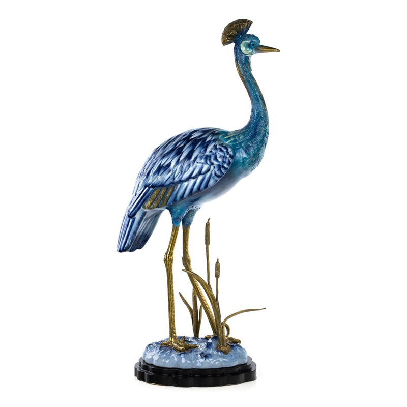 Статуэтка Crane Figurine Белый Синий Бронза в Перми | Loft Concept 