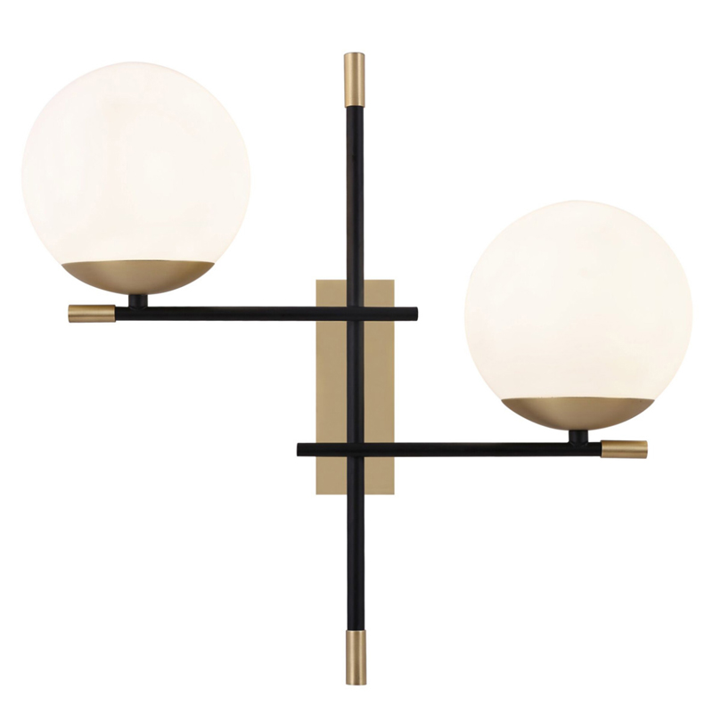 Бра Spike Two Balls Wall Lamp матовое золото Прозрачный белый в Перми | Loft Concept 