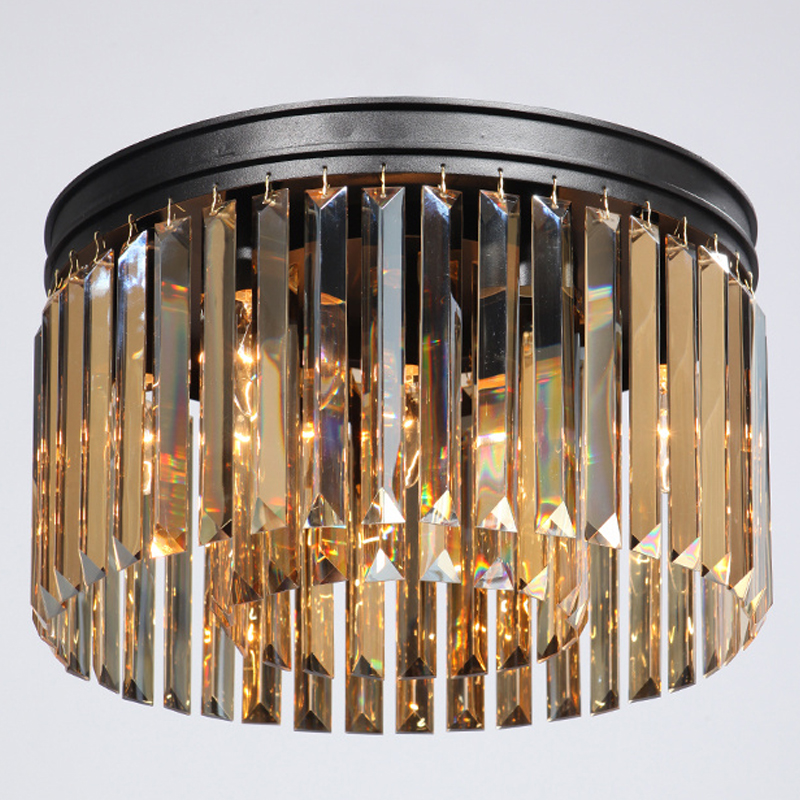 Потолочный светильник ODEON Amber GLASS Prism Round 2-TIER 40 см Черный в Перми | Loft Concept 