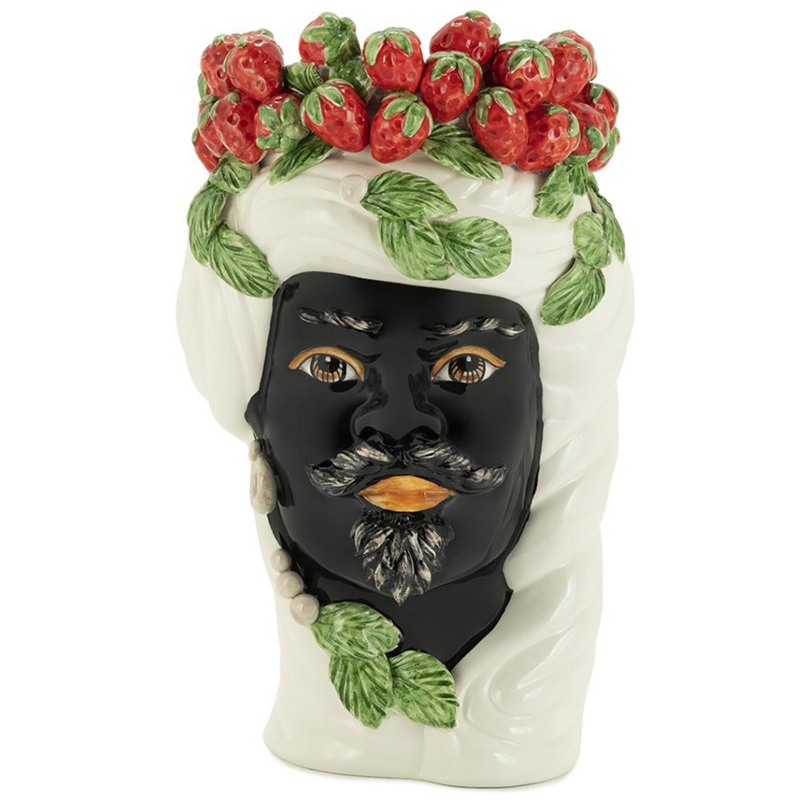 Ваза Vase Strawberries Head Man White Мульти Белый Красный Зеленый Черный в Перми | Loft Concept 