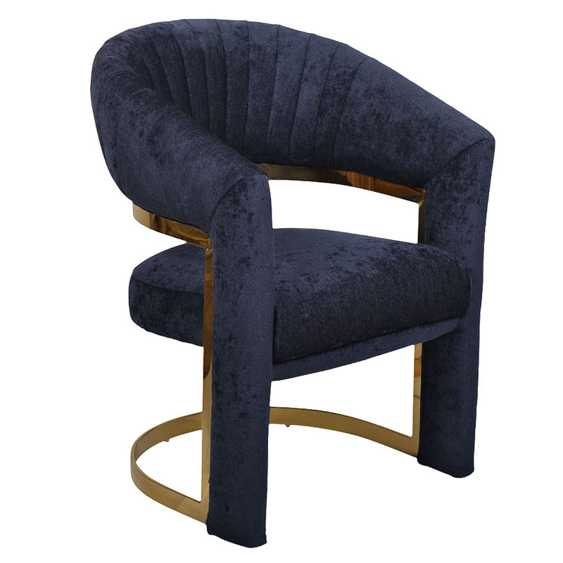 Полукресло Valbonne Chair blue velour Синий Глянцевое золото в Перми | Loft Concept 