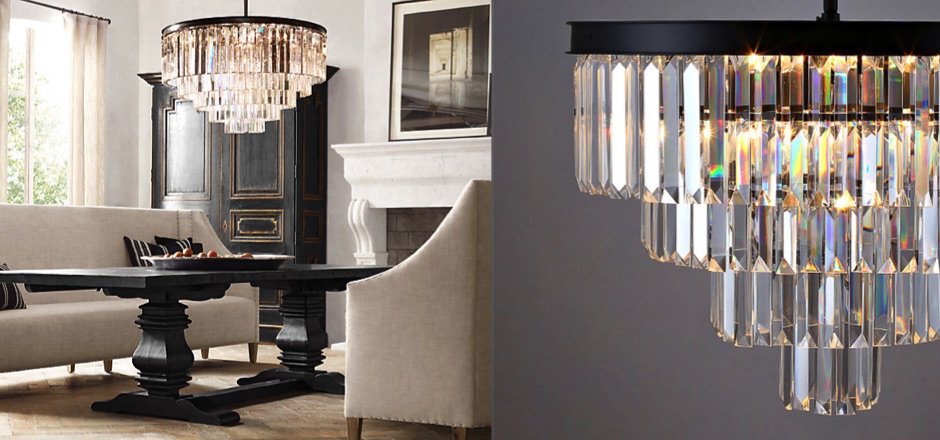 Люстра RH 1920s Odeon Clear Glass Fringe Chandelier - 80, 110 Люстра RH 1920s Odeon Clear Glass Fringe Chandelier - 80, 110 - Loft-Concept в Перми