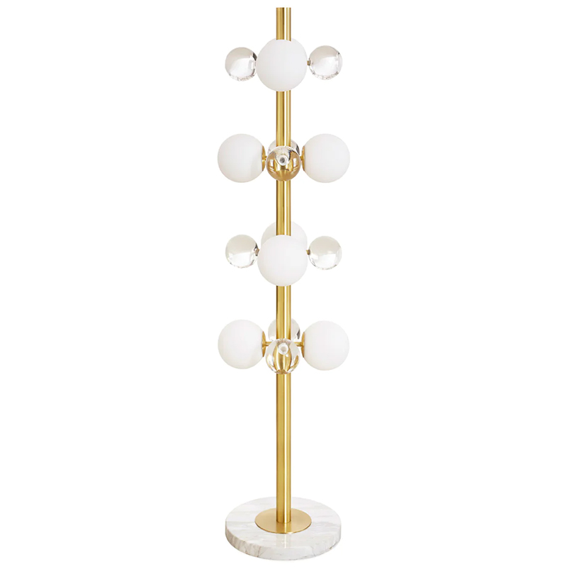 Торшер GLOBO FLOOR LAMP-BRASS Jonathan Adler Золотой Прозрачное Стекло Белый в Перми | Loft Concept 