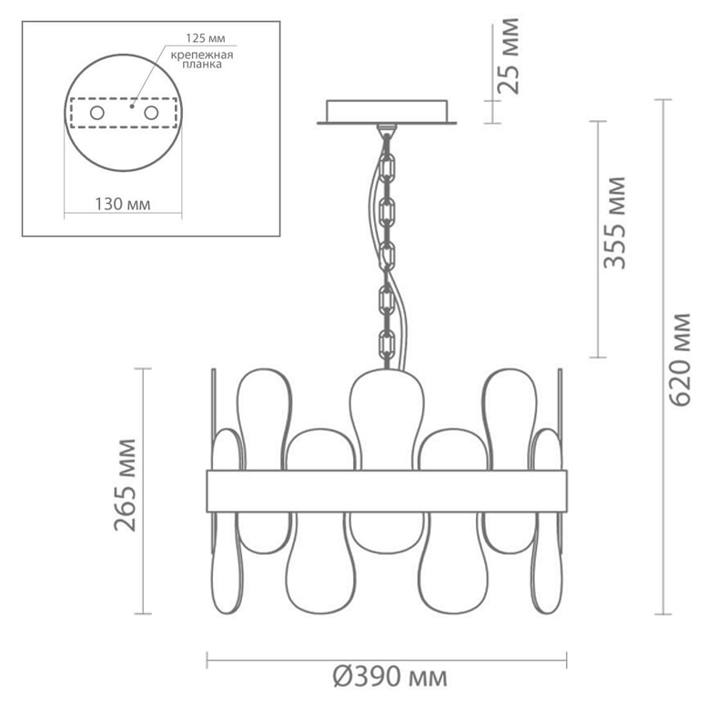 Люстра Eve Chandelier фигурное стекло диаметр 40 см в Перми