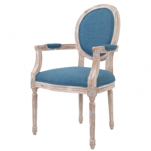 Стул French chairs Provence Blue ArmChair Голубой пастельный Бежевый в Перми | Loft Concept 