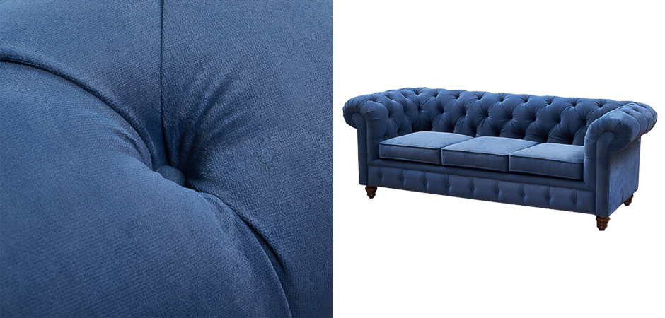 Диван Mini Kensington Sofa triple blue velor Диван Mini Kensington Sofa triple blue velor - Loft-Concept в Перми
