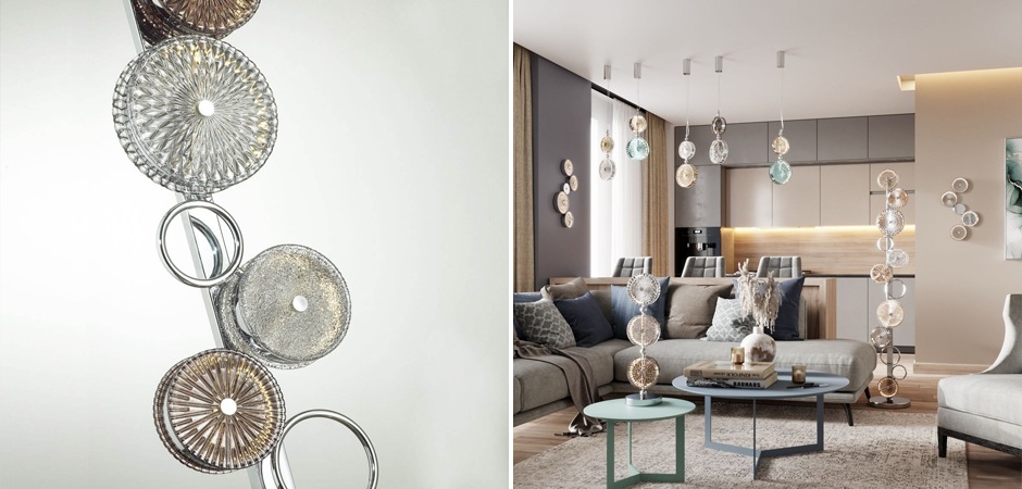 Торшер с рельефным стеклом Glass Peonies Торшер с рельефным стеклом Glass Peonies - Loft-Concept в Перми