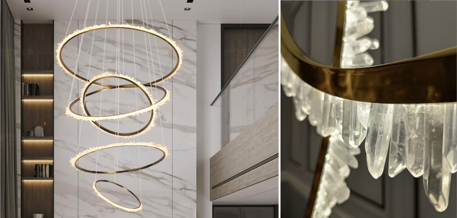 Люстра для высокого потолка Большие Кольца с кристаллами chandelier Large Rings Crystals Люстра для высокого потолка Большие Кольца с кристаллами chandelier Large Rings Crystals - Loft-Concept в Перми