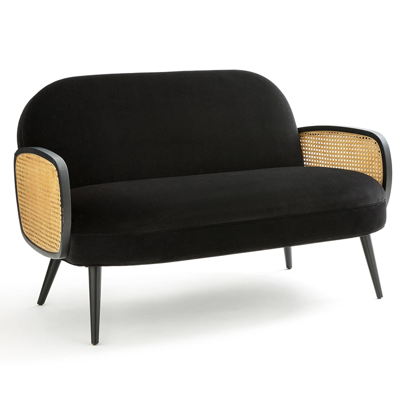 Диван Morten Wicker Black Sofa Черный Черный в Перми | Loft Concept 