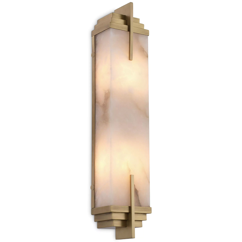 Бра Eichholtz Wall Lamp Harman Brass Латунь Бежевый Белый Мрамор Bianco в Перми | Loft Concept 