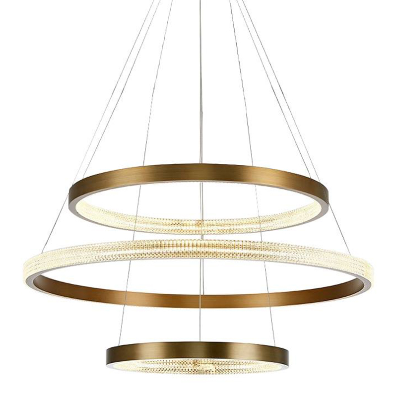 Люстра композиция из трех колец Trio Round Horizontal Rings Brass Chandelier Латунь Прозрачный в Перми | Loft Concept 