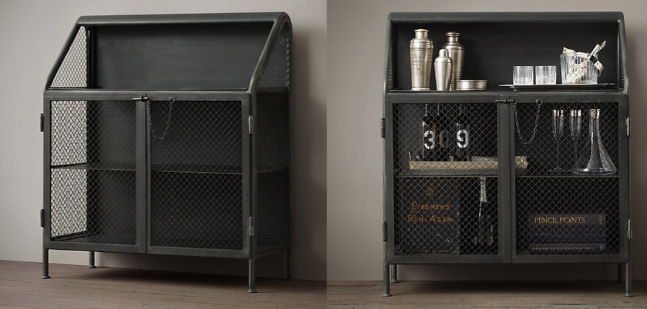Бар металлический в стиле Лофт Vintage French Factory Bar Cart Бар металлический в стиле Лофт Vintage French Factory Bar Cart - Loft-Concept в Перми