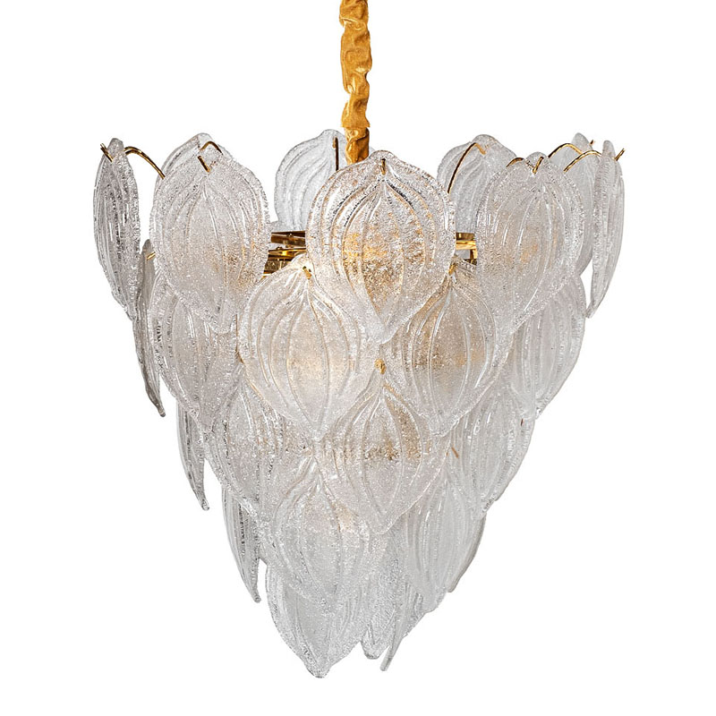 Люстра Textured Glass Chandelier Petal 10 Глянцевое золото в Перми | Loft Concept 