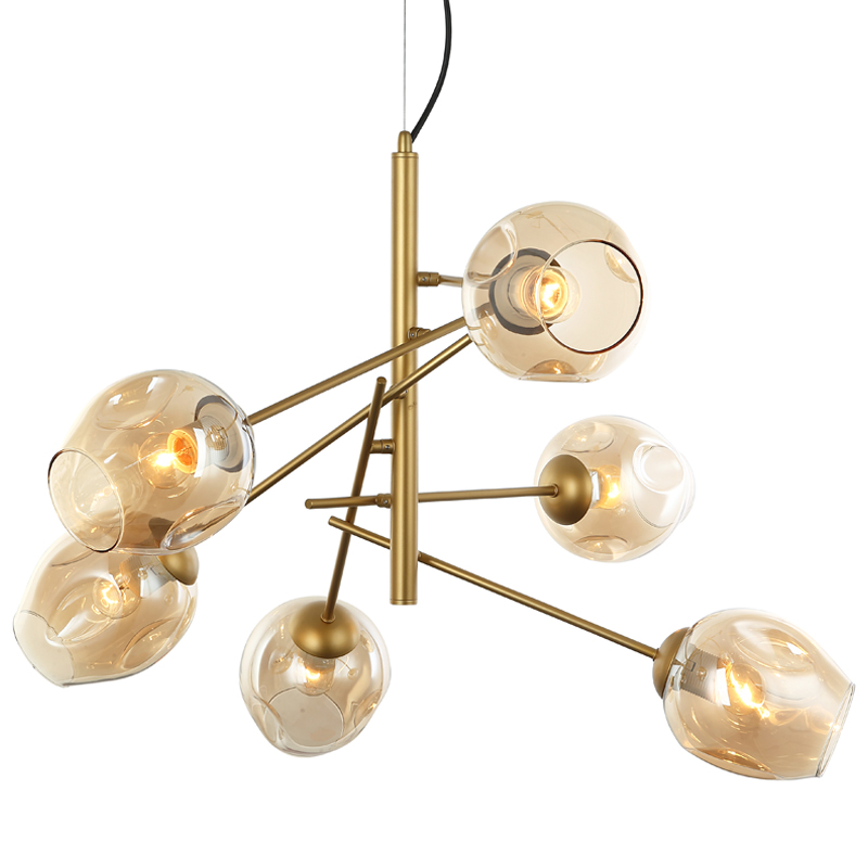 Люстра Branching Bubble Chandelier Vertical Gold Золотой Янтарь (Amber) в Перми | Loft Concept 