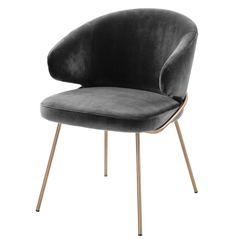 Стул Eichholtz Dining Chair Kinley dark grey Серый Латунь в Перми | Loft Concept 