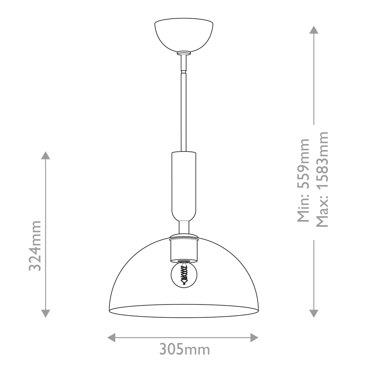 Подвесной светильник с прозрачным полусферическим стеклянным плафоном Alora Mood  в Перми