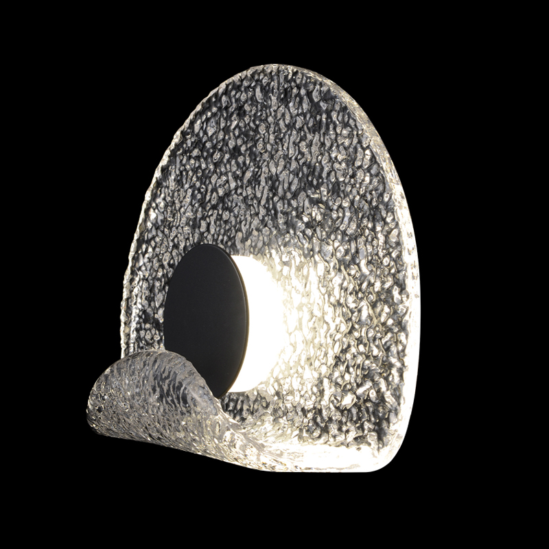 Бра из текстурированного прозрачного стекла с изогнутым краем Textured Glass Черный Прозрачное Стекло Бра из текстурированного прозрачного стекла с изогнутым краем Textured Glass Черный Прозрачное Стекло в Перми | Loft Concept