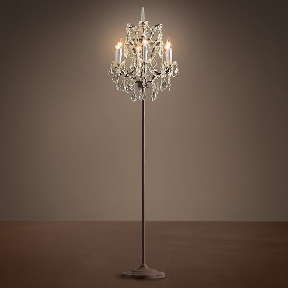 Торшер 19TH C. ROCOCO IRON & CLEAR CRYSTAL floor lamp Прозрачное Стекло Бурая ржавчина в Перми | Loft Concept 