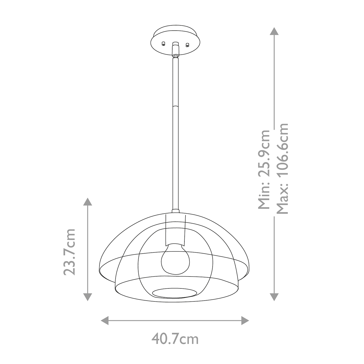 Подвесной светильник с прозрачным двойным стеклянным плафоном в форме купола и внутренней сферой Hinkley в Перми