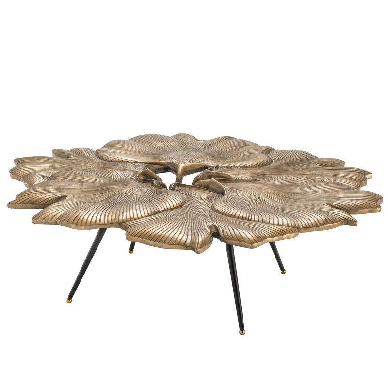 Кофейный стол Eichholtz Coffee Table Ginkgo Латунь Античная полированная Черный в Перми | Loft Concept 