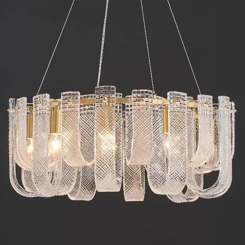 Люстра Prudence Textured Glass Chandelier Золотой Прозрачное Стекло в Перми | Loft Concept 