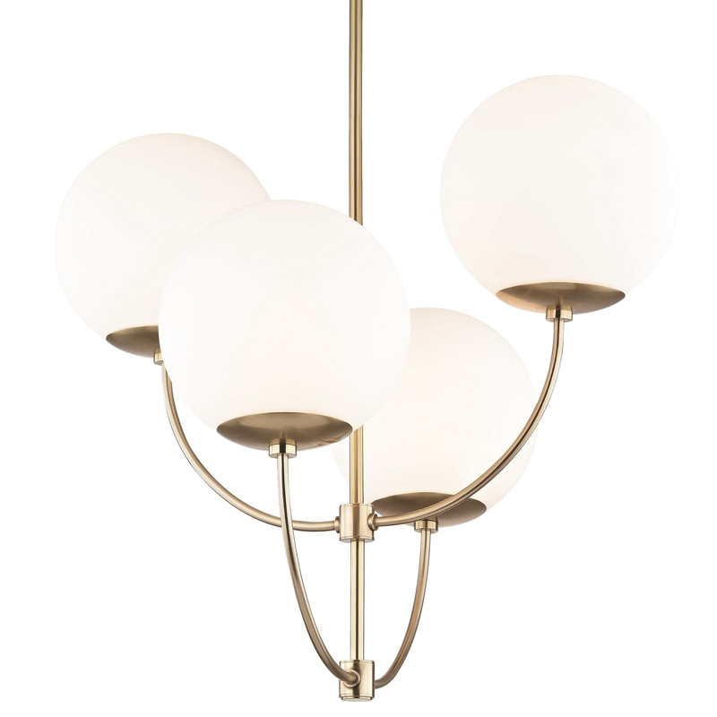 Люстра Breasal White Matte Balls Chandelier Brass Латунь Белое матовое стекло в Перми | Loft Concept 