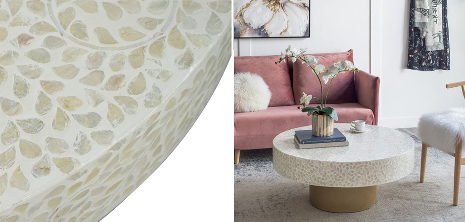 Стол Кофейный Bone Inlay с мозаичным рисунком из раковин устриц Стол Кофейный Bone Inlay с мозаичным рисунком из раковин устриц - Loft-Concept в Перми