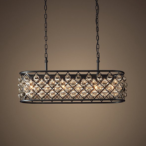 Люстра RH Spencer Rectangular Chandelier 80 Черный в Перми | Loft Concept 