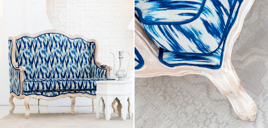 Двухместный диван с голубым узором Ikat Pattern Двухместный диван с голубым узором Ikat Pattern - Loft-Concept в Перми