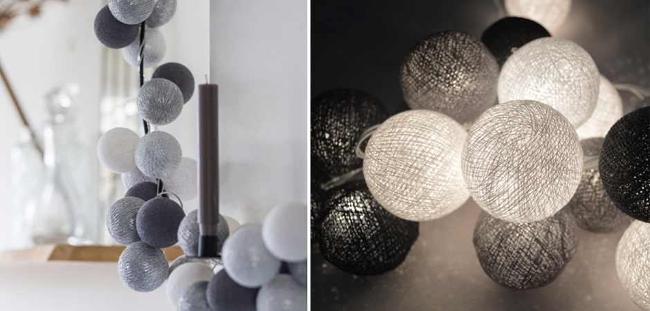 Гирлянда хлопковые фонарики Сotton Ball Silver Mix - Loft-Concept в Перми