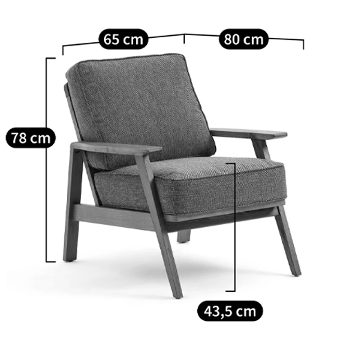 Кресло с каркасом из массива дуба Deniaud Oak Grey Armchair в Перми