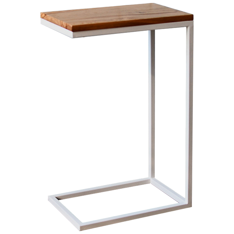 Приставной стол Hanson White Industrial Metal Rust Side Table Светлый дуб Белый в Перми | Loft Concept 