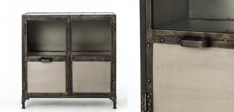 Комод металлический Industrial Steampunk Nickel 2 Door Cabinet Комод металлический Industrial Steampunk Nickel 2 Door Cabinet - Loft-Concept в Перми
