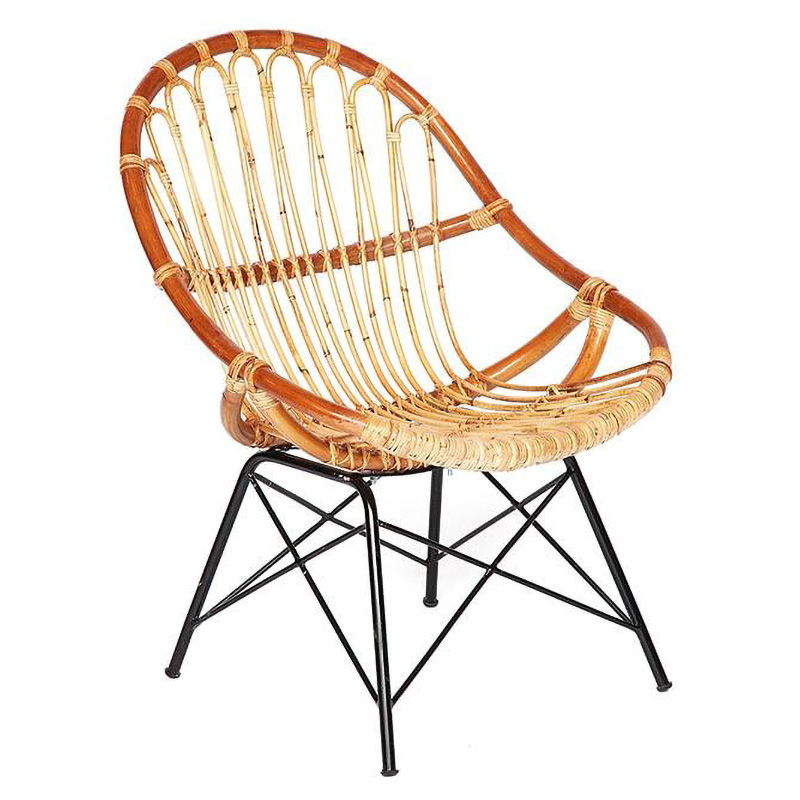 Кресло Rattan Wicker Chair Red Carcass Древесина Черный в Перми | Loft Concept 