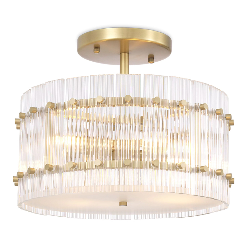 Потолочный светильник Eichholtz Ceiling Lamp Ruby Round Brass Латунь Прозрачное Стекло в Перми | Loft Concept 