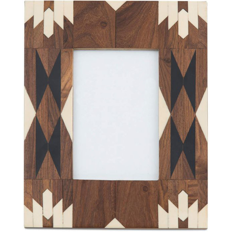 Фоторамка кость Brown Indian Wood Bone Inlay photo frame Бежевый Коричневый в Перми | Loft Concept 