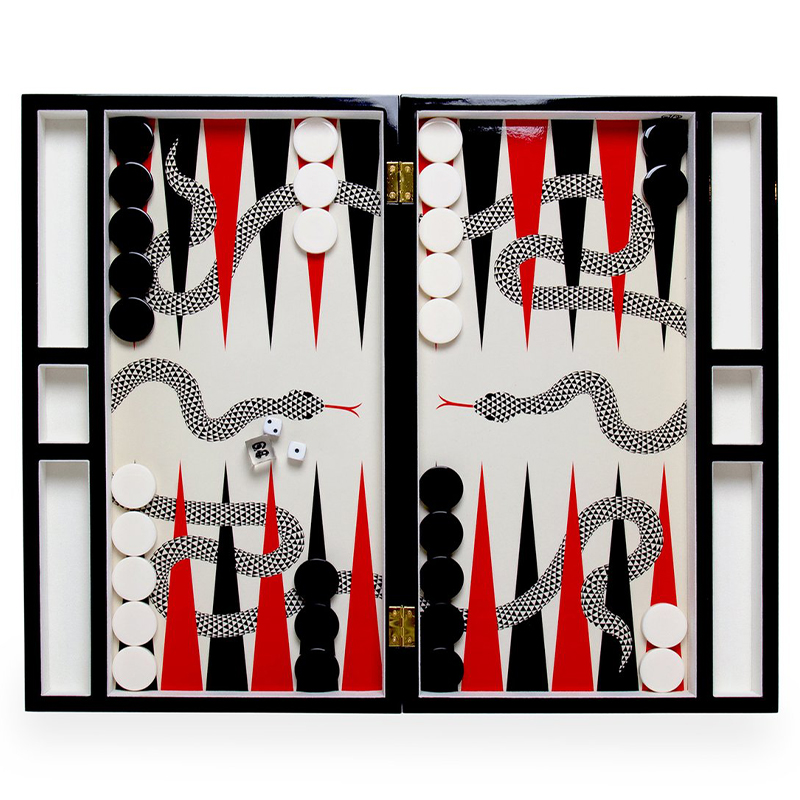 Нарды  EDEN BACKGAMMON SET Jonathan Adler Красный Черный ivory ( слоновая кость ) в Перми | Loft Concept 