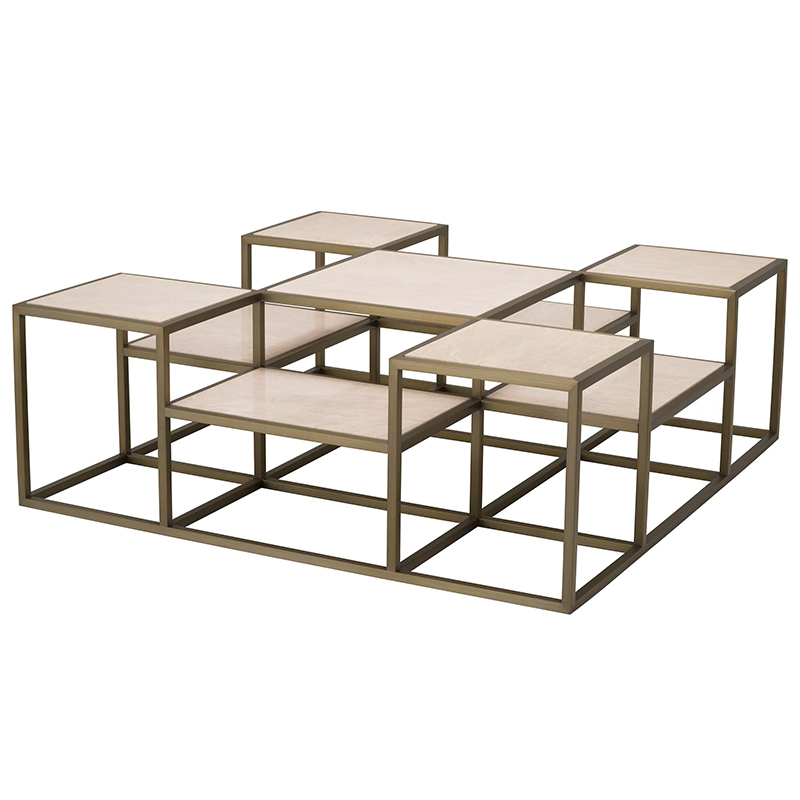 Кофейный стол Eichholtz Coffee Table Smythson Песочный Латунь в Перми | Loft Concept 