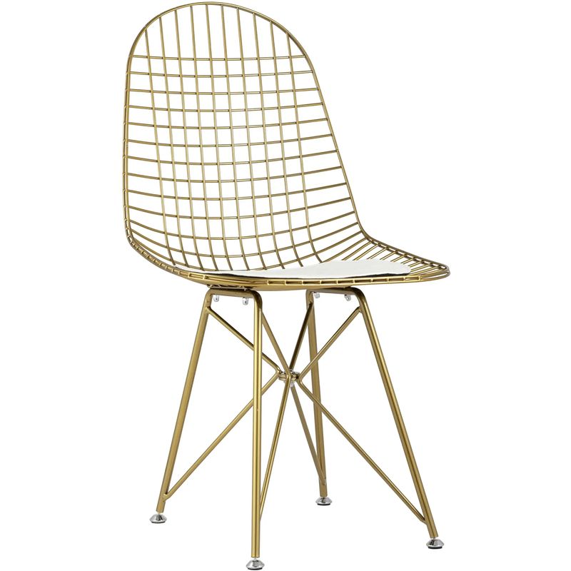 Стул Bertoia S Chair Золотой Металл Золотой Белый в Перми | Loft Concept 