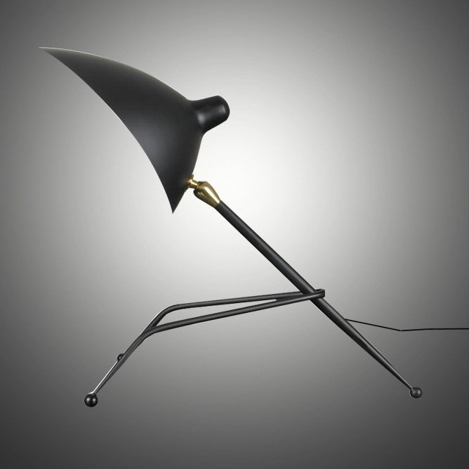 Настольная лампа Serge Mouille Tripod Desk Lamp Черный в Перми | Loft Concept 