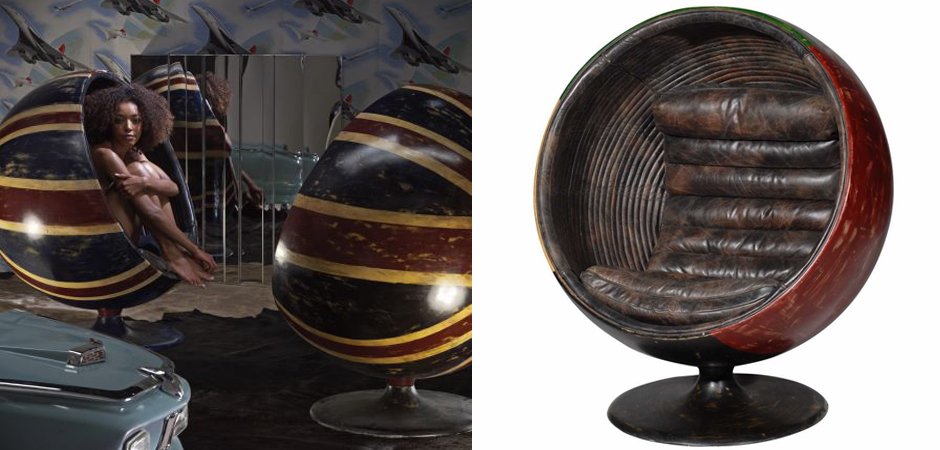 Кресло шар Pod Chair Union Jack & Brown Leather Кресло шар Pod Chair Union Jack & Brown Leather - Loft-Concept в Перми